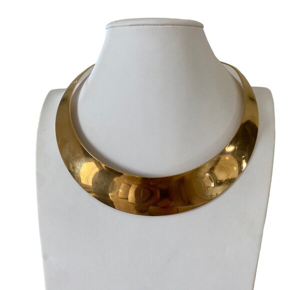 Modernist Collar Gold tone high polish STEELTIME stainless steel choker - Picture 5 of 6